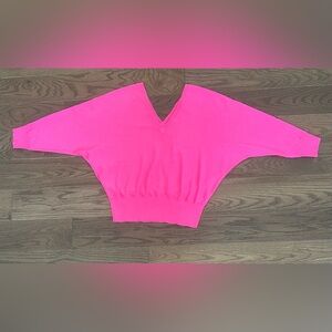 Express V-Neck Banded Bottom Soho Sweater Pink Size NWT Dolman Sleeve